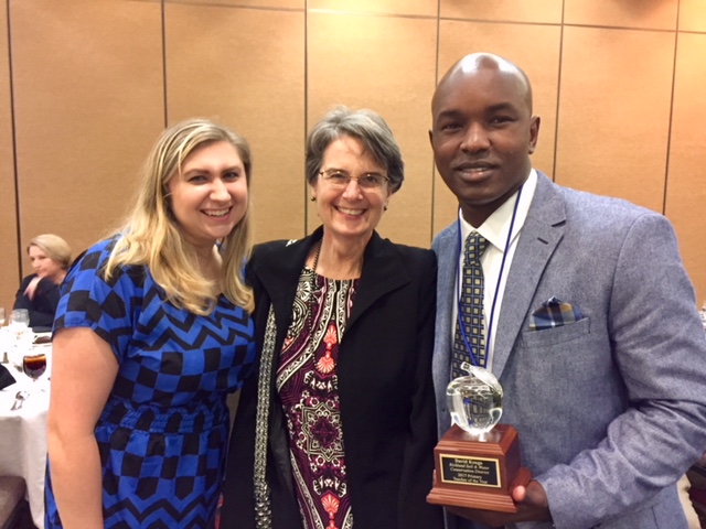 Conservation Teacher of the Year David Kenga (right) with Amber Kenga (left) and Jane Hiller (center)