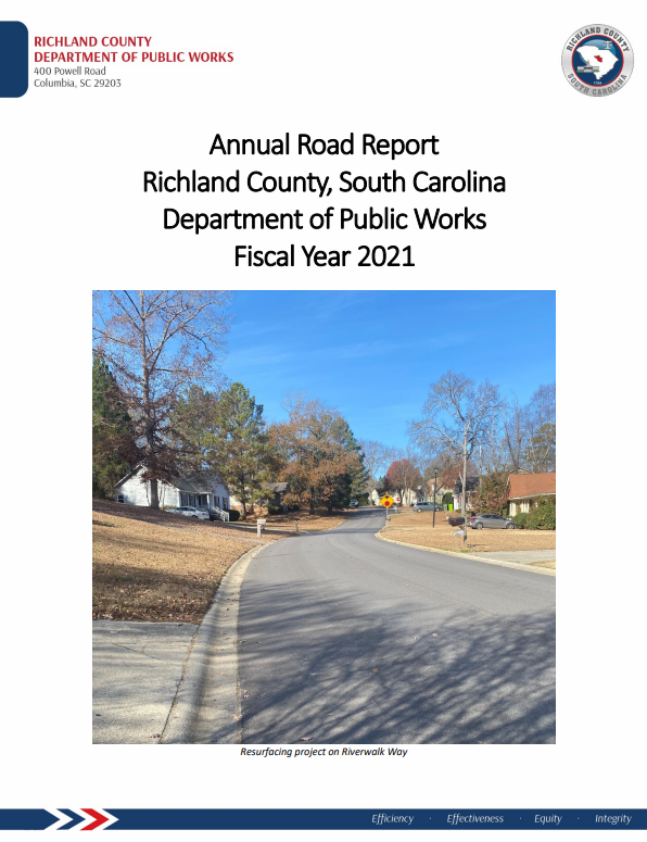 Annual Road Report Richland COunty Department of Public Works Fiscal Year 2021